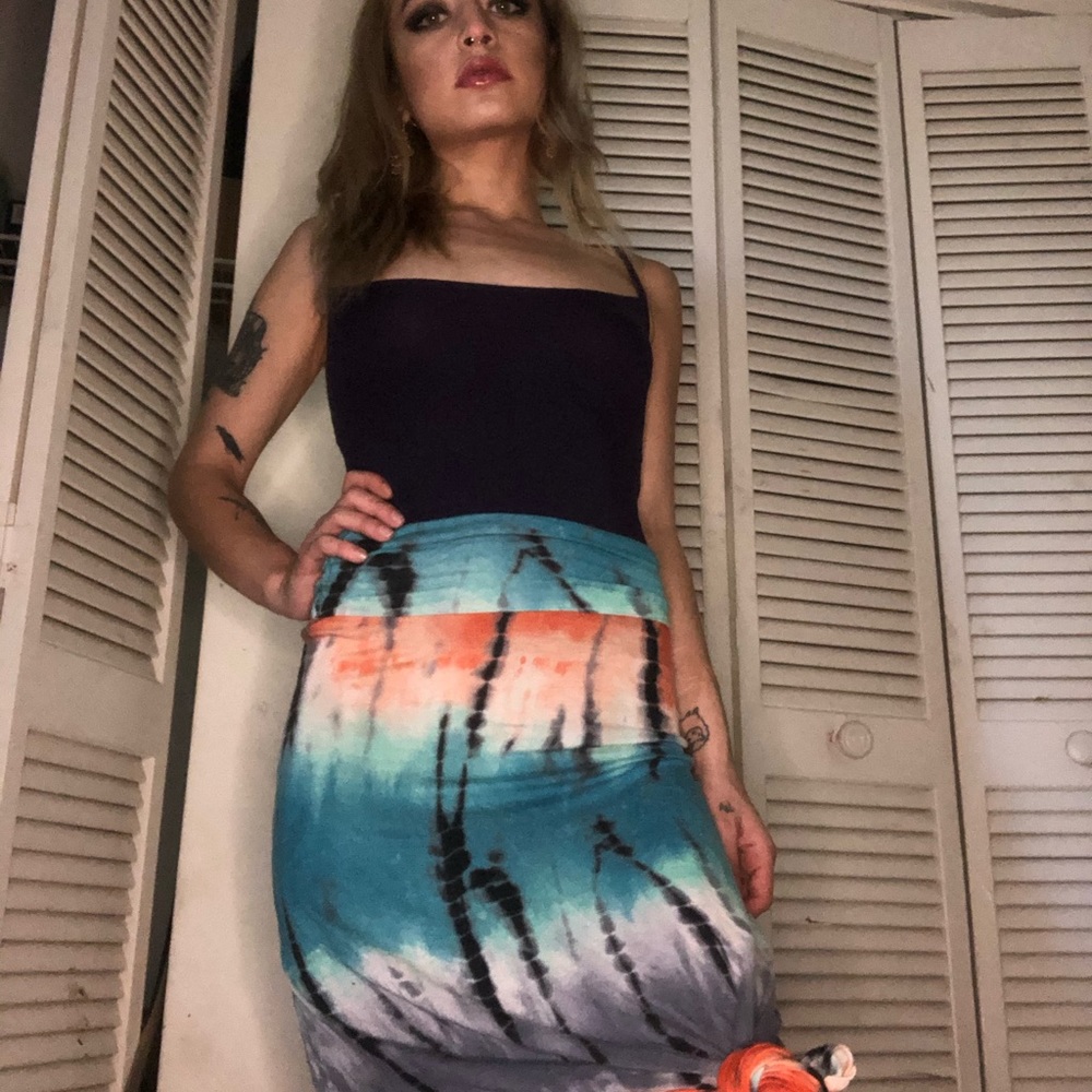 Stretchy Tye dye Maxi skirt